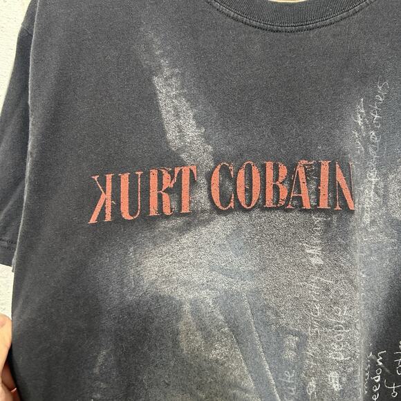 Y2K Kurt Cobain Nirvana The End of Music Lyrics Tee “Black” - Picture 3 of 6